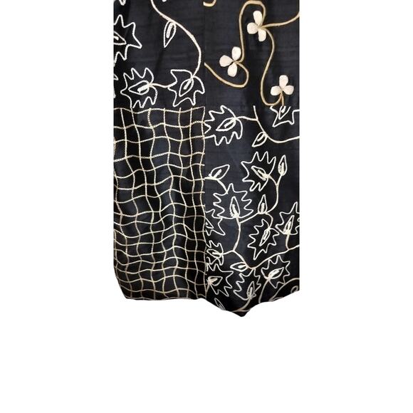 3848)Appleseed Silk Button Down Floral Geometric Black Gold Embroidery Jacket 1X - Picture 4 of 9